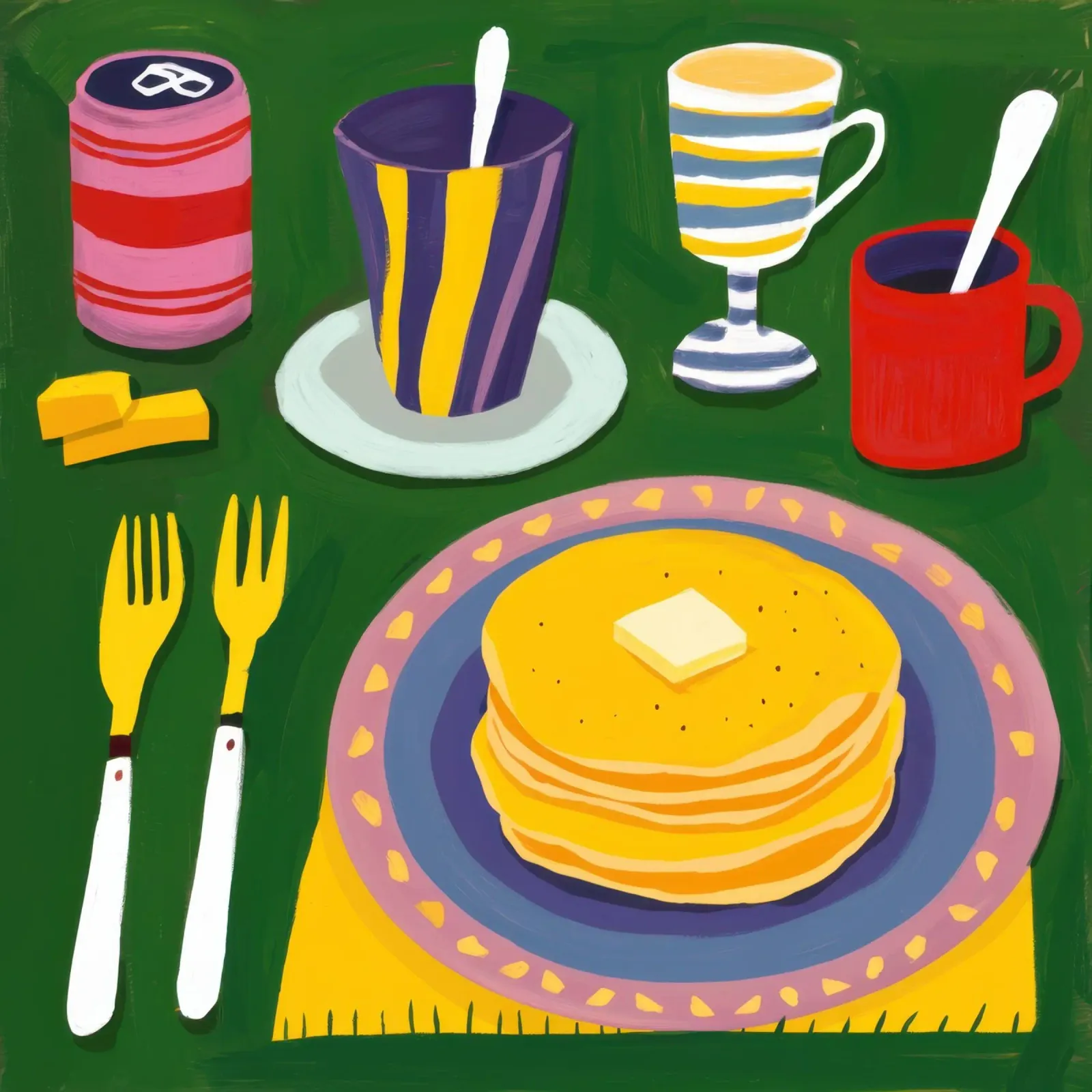 Delizia per la colazione a base di pancake poster con telaio in legno da Irish Strokes