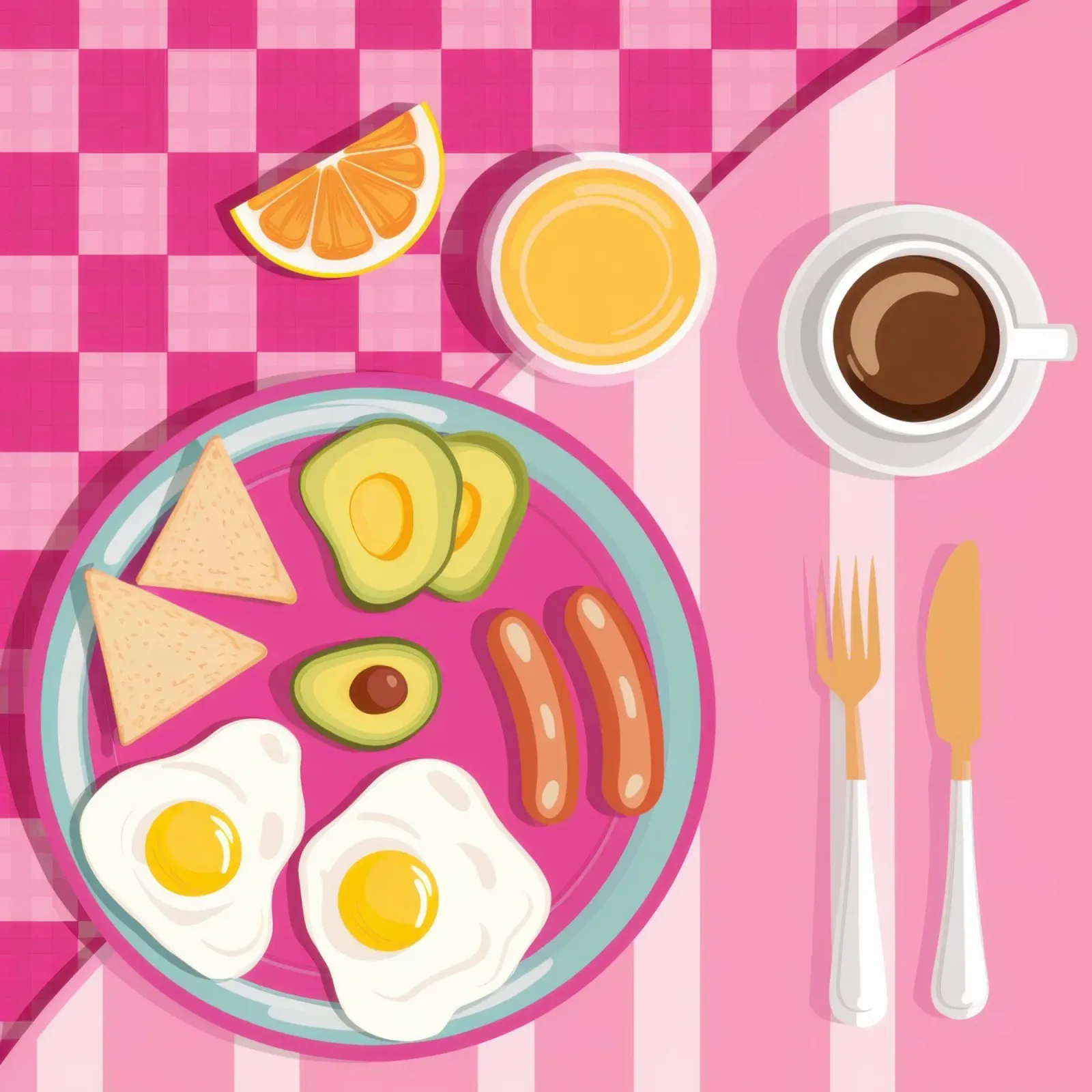 Spread per la colazione a scacchi poster con telaio in legno da Gaia Viesta