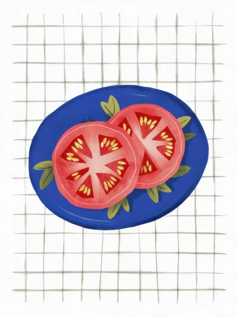 Pomodoro Semplicità su griglia carta hahnemühle da Trace Brush