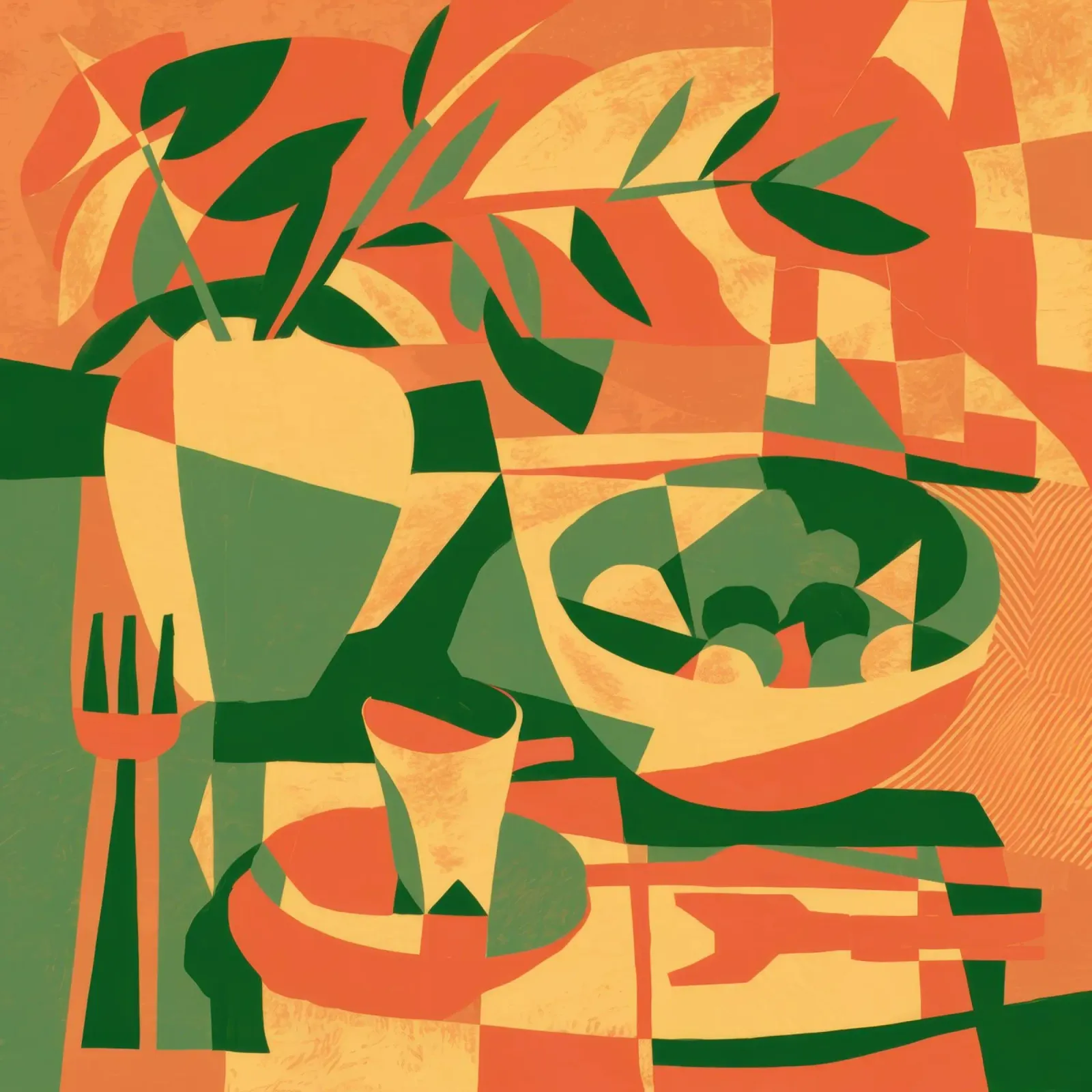 Groene keuken abstractie canvas met Baklijst van Luna Aura