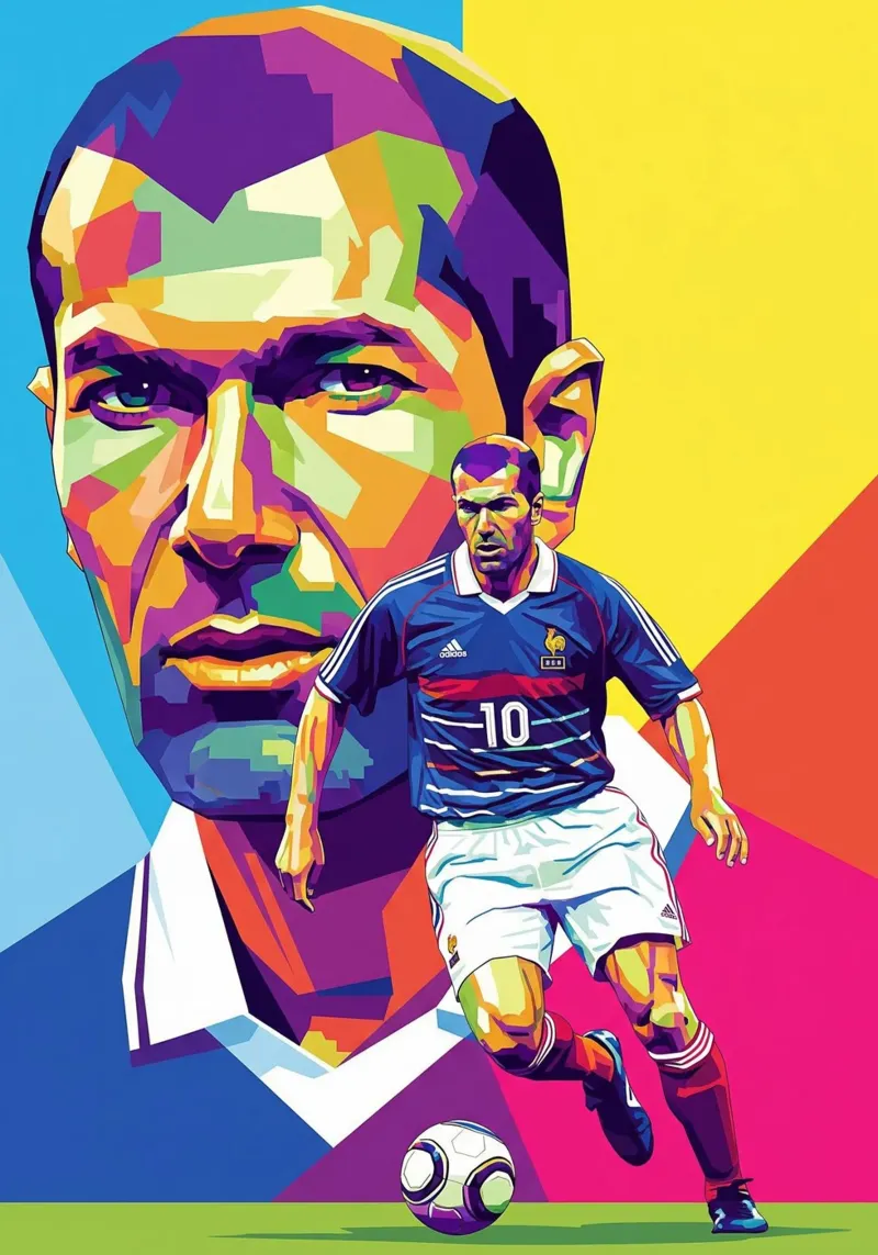 Zinedine Zidane - Stile artistico WPAP (1) alluminio dibond da Hantamrata