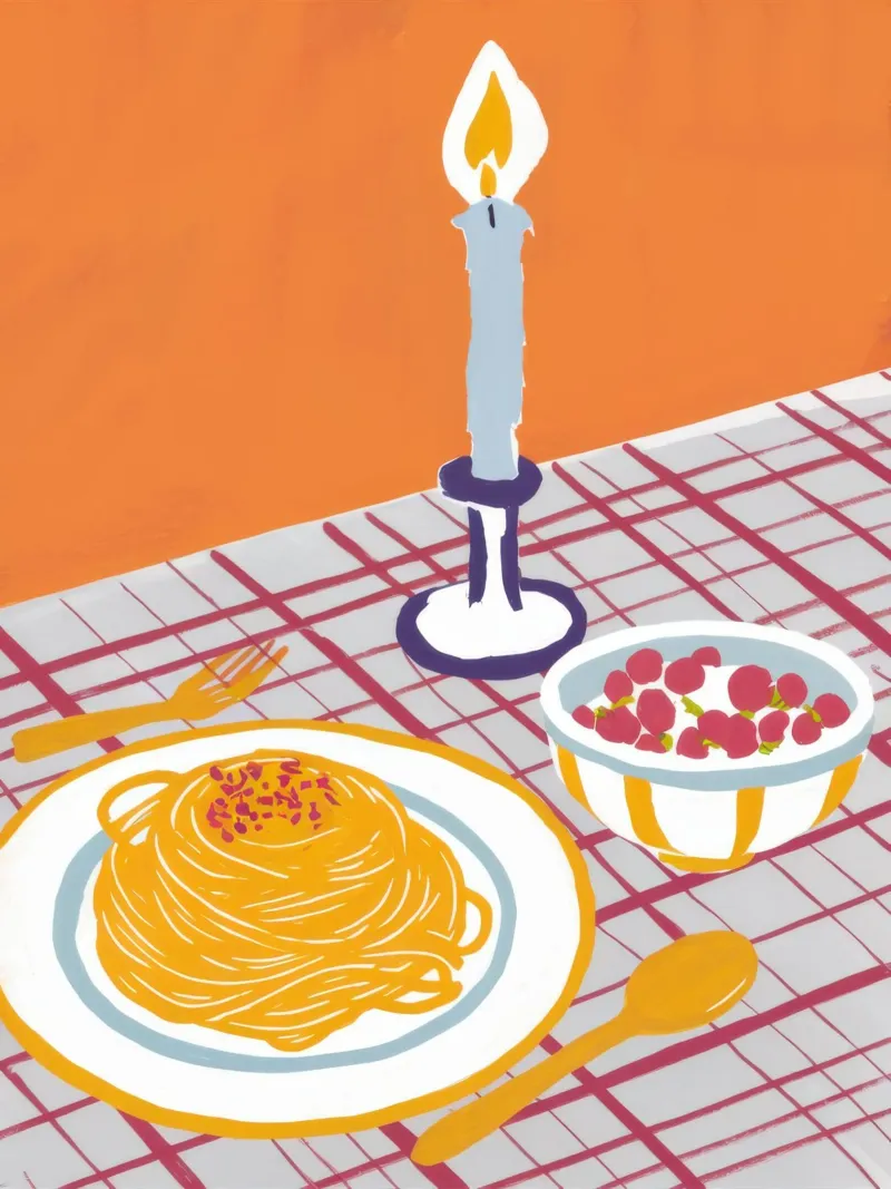 Cena a base di pasta a lume di candela poster da Irish Strokes