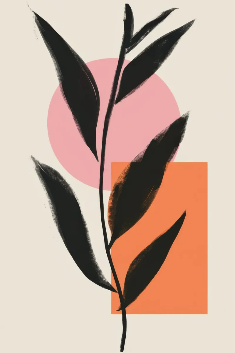 Abstract blad bij zonsondergang canvas met Baklijst van Selene Shade