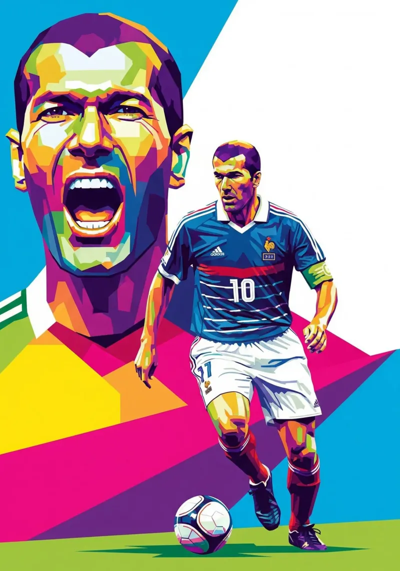 Zinedine Zidane - WPAP art style (3) carta hahnemühle da Hantamrata
