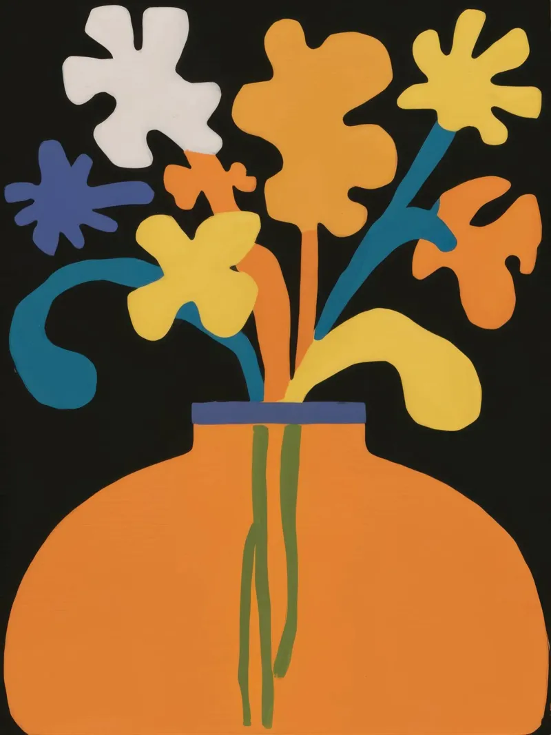 Fiori in vaso arancione poster con telaio in alluminio da Mark Solaria