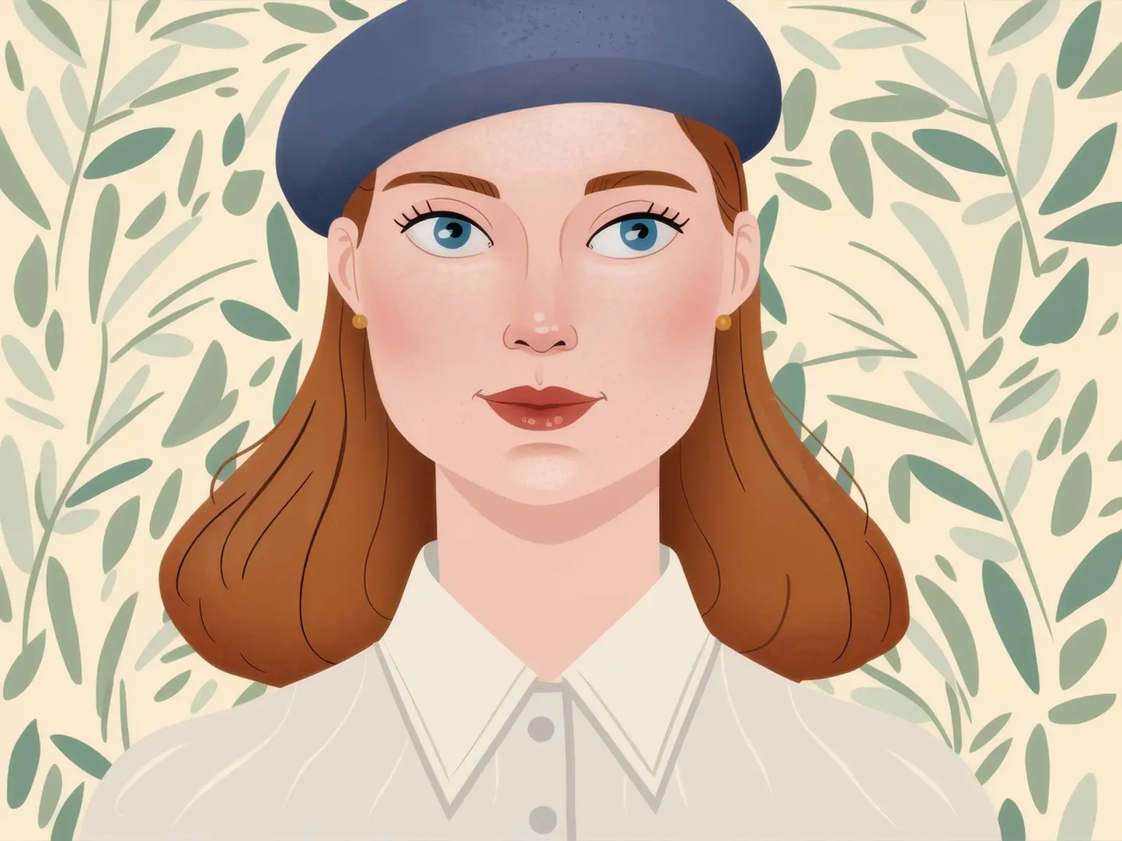 Frau mit blauem Barett Poster von Mark Solaria