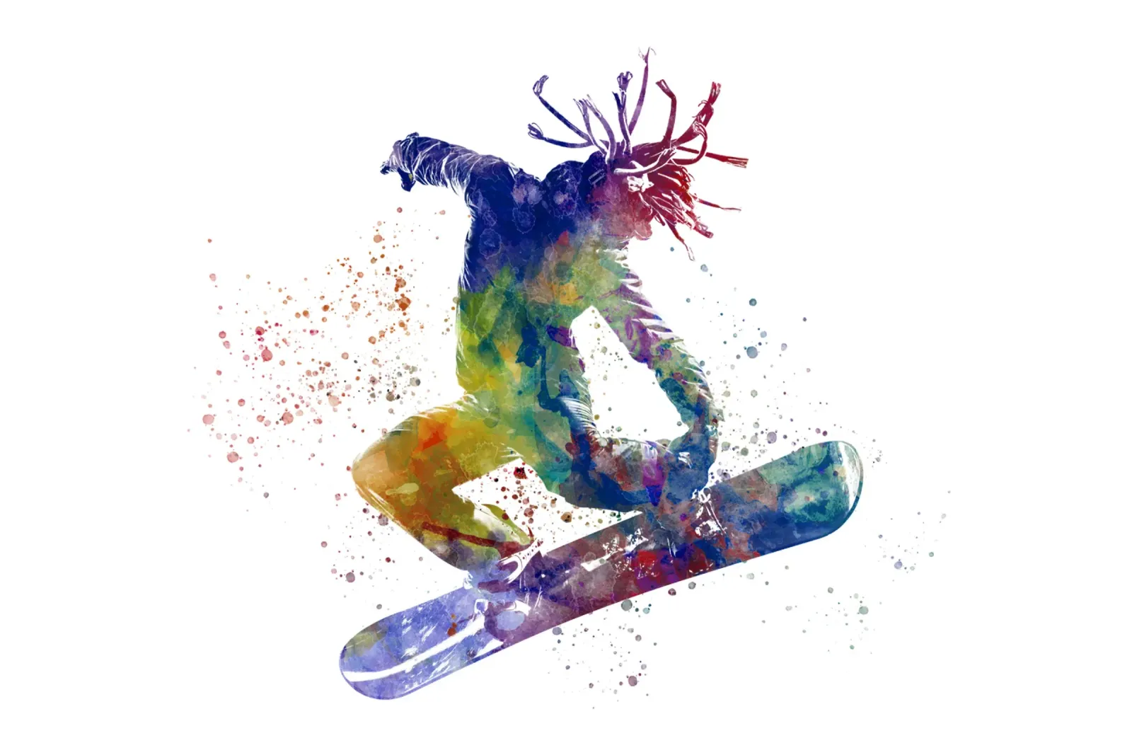 Snowboarder in acquerello poster con telaio in alluminio da ⚽ Sports Pulse