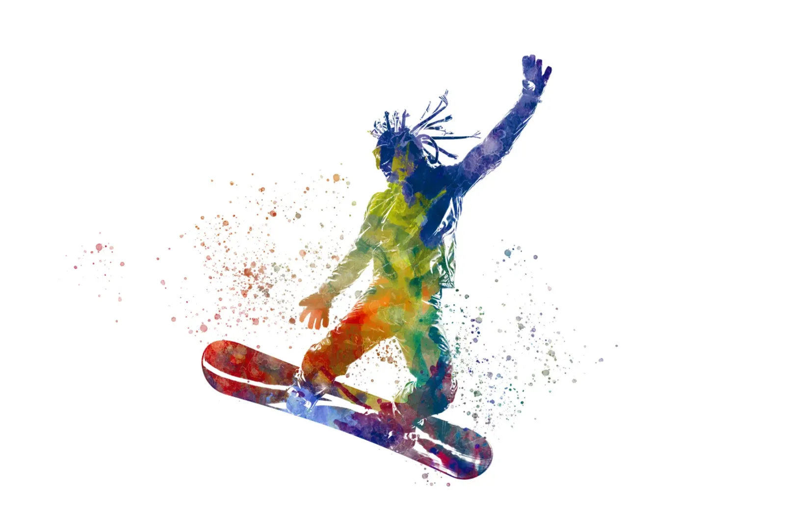 Snowboarder in acquerello poster con telaio in alluminio da ⚽ Sports Pulse