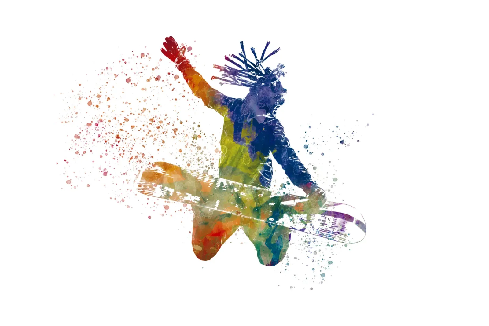 Snowboarder in acquerello poster con telaio in alluminio da ⚽ Sports Pulse