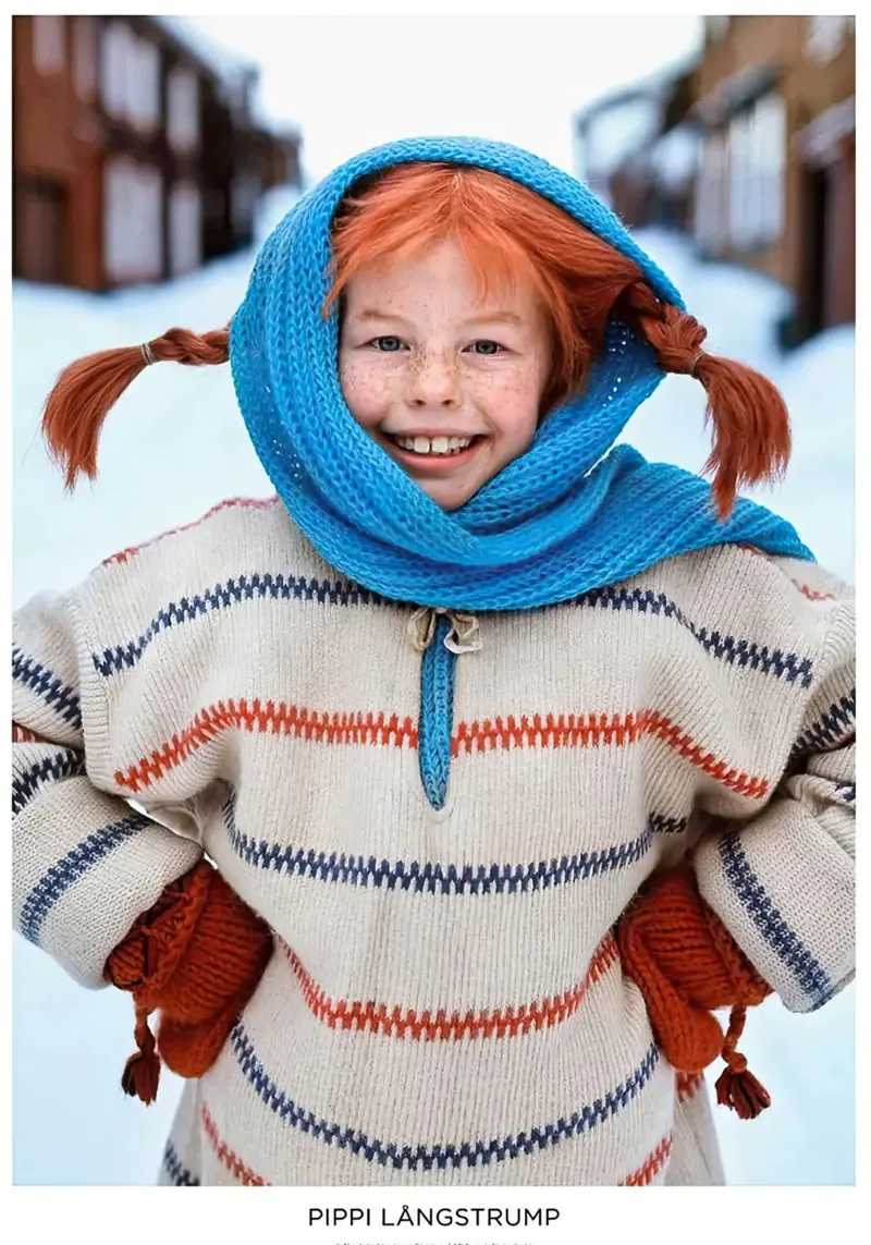 Pippi Calzelunghe inverno poster con telaio in plastica da Earl Beeman