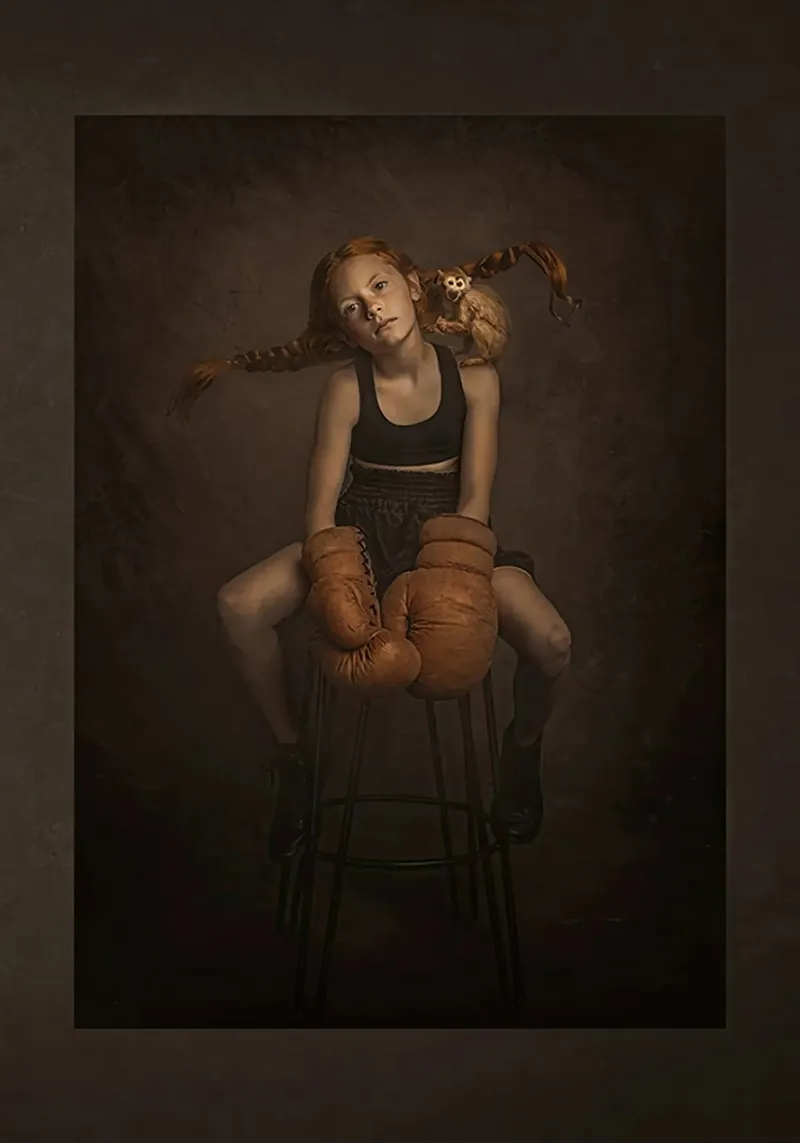 Boxe di Pippi Calzelunghe poster con telaio in legno da Earl Beeman