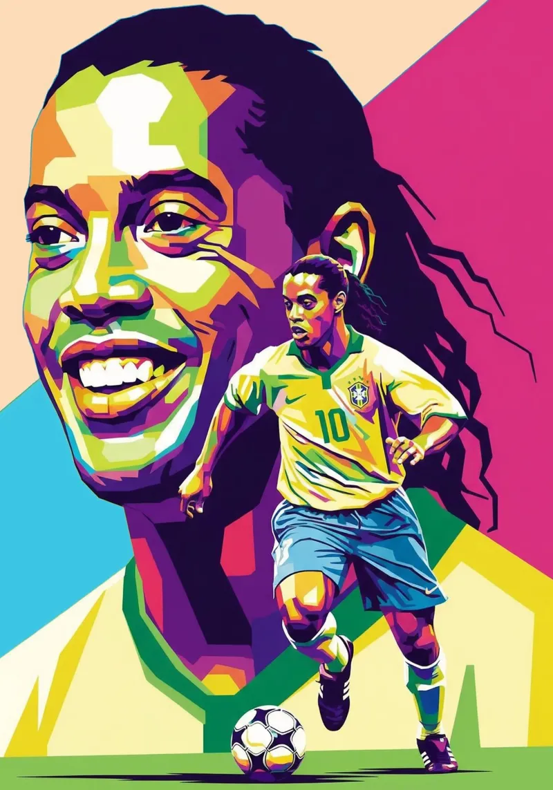 Sorriso di Ronaldinho poster con telaio in alluminio da Hantamrata