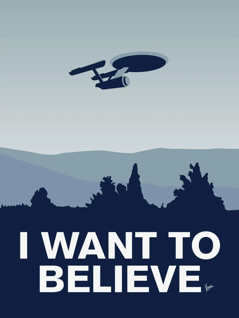 My I want to believe minimal poster-Enterprice poster con telaio in alluminio da geekxfiles