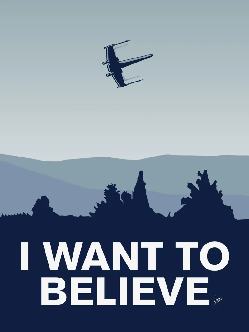 My I want to believe minimal poster-xwing poster con telaio in alluminio da geekxfiles