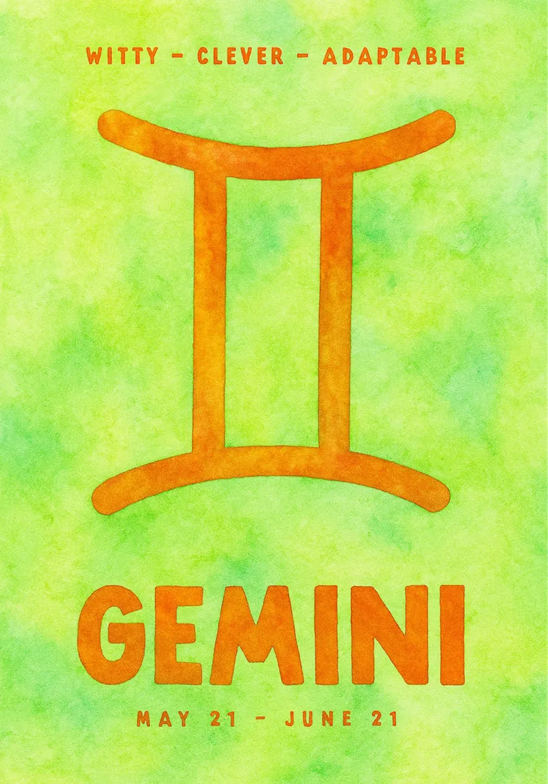 pittura zodiacale gemelli poster con telaio in legno da Shillas