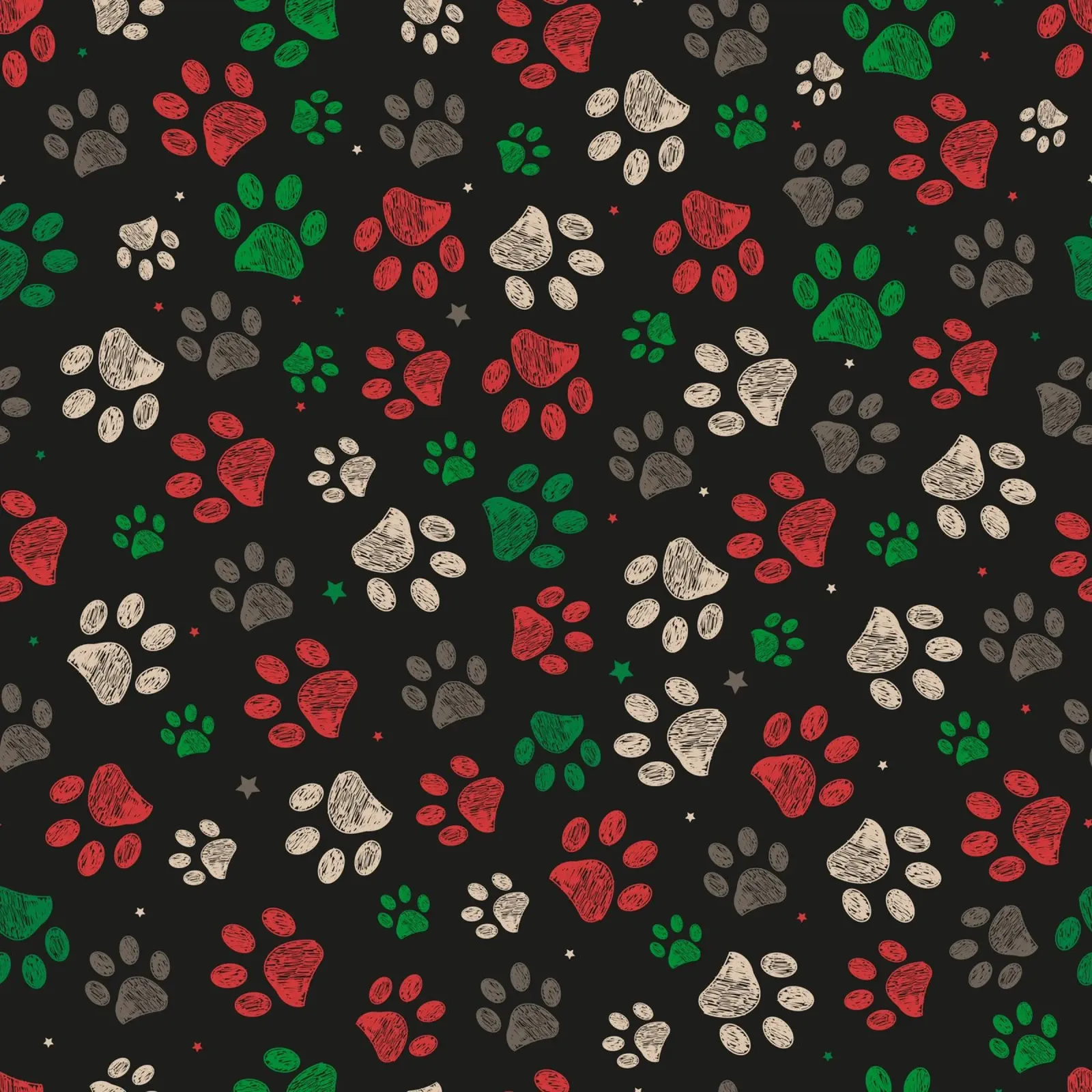 Trace with red green christmas design paw print canvas by gulsengunel