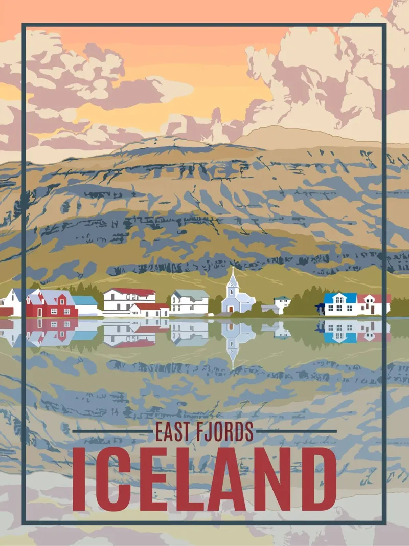 IJsland Oostfjord canvas met Baklijst van hewitt shop