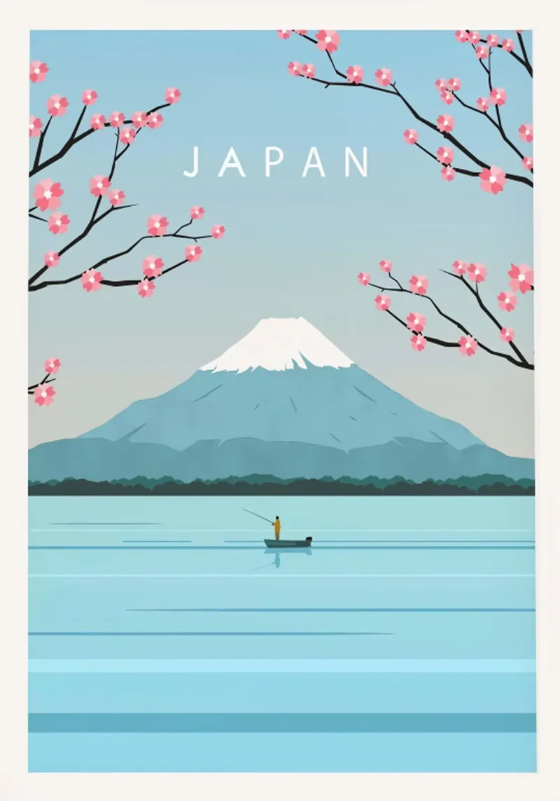 Poster di viaggio sul Giappone Monte Fuji poster con telaio in legno da hewitt shop