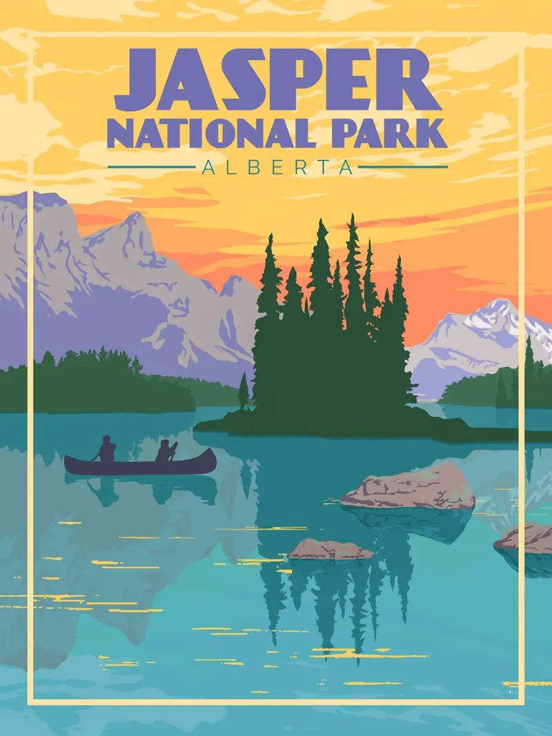 Parco nazionale di Jasper Alberta poster con telaio in legno da hewitt shop