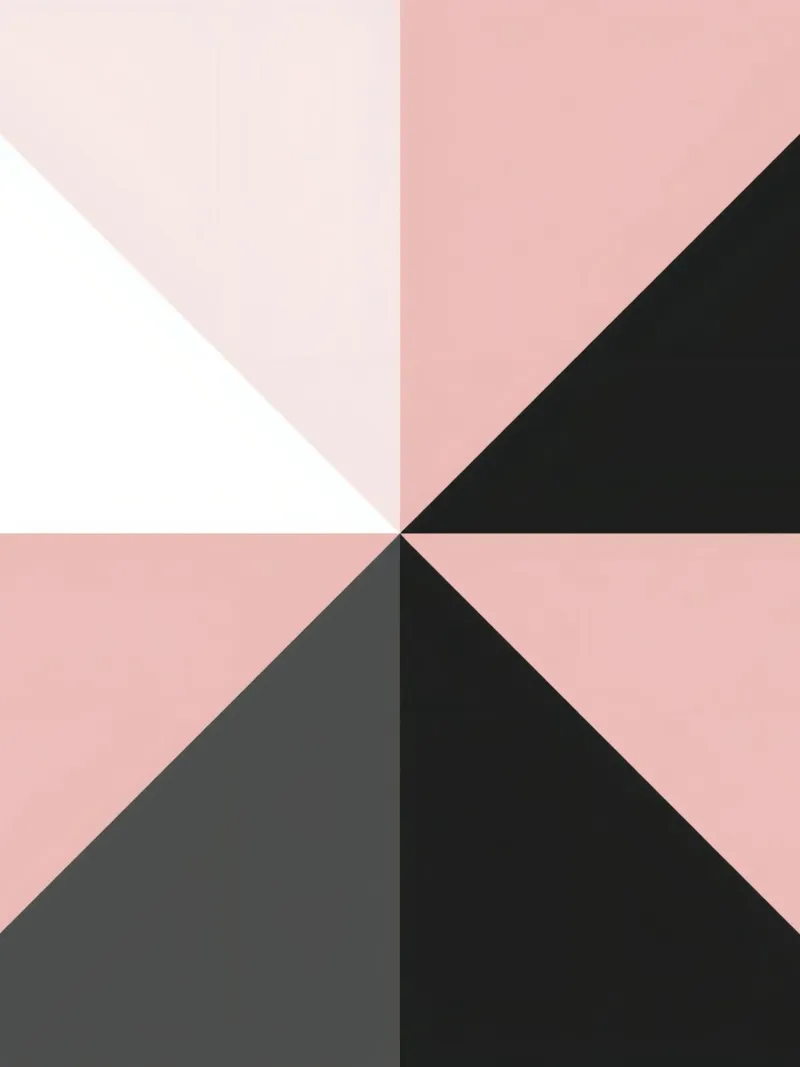 Composizione geometrica astratta di triangoli rosa colorati poster con telaio in alluminio da DesignDoodle