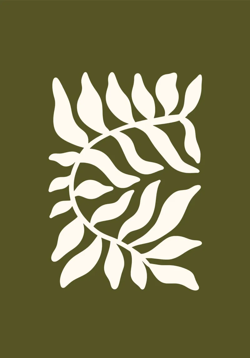 Olive Branch Silhouette poster con telaio in plastica da vintageshop