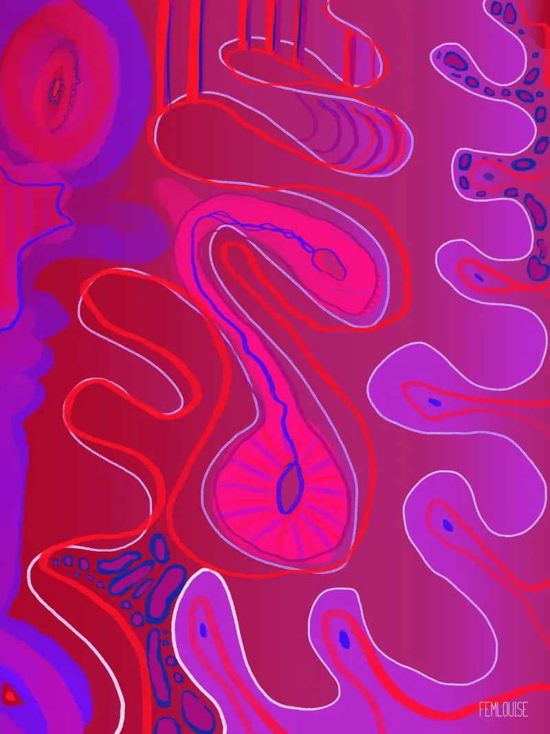 Uncontained Femininity poster con telaio in plastica da Femlouise.illustrations