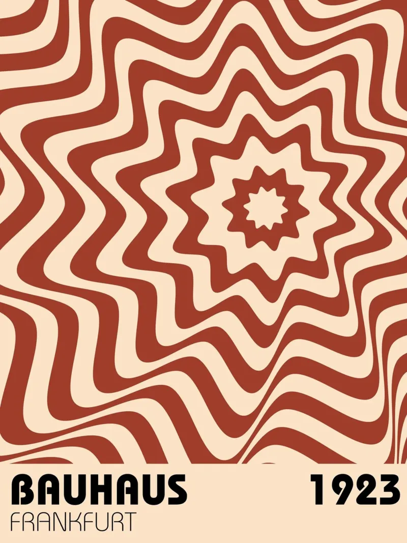 Onde retrò - stile Bauhaus Op-Art poster con telaio in alluminio da Casa Calm