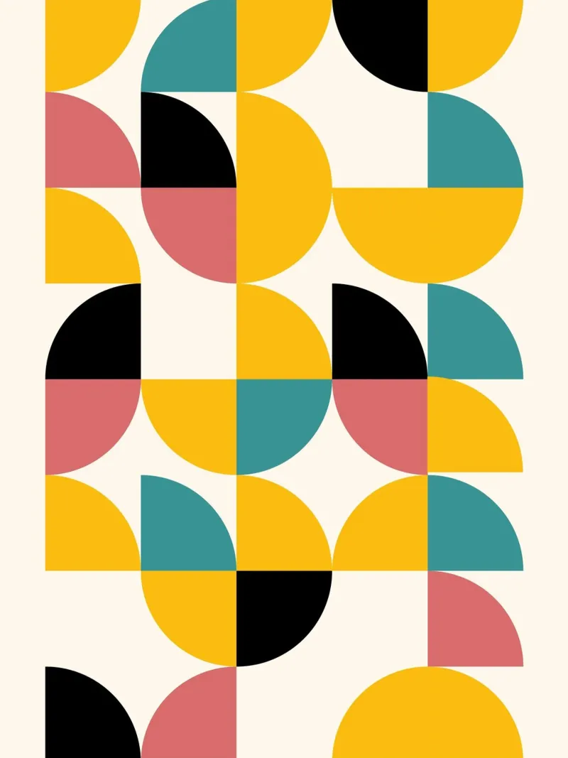 Mid-Century Formen - Geometrie Retro Design poster con telaio in plastica da Casa Calm