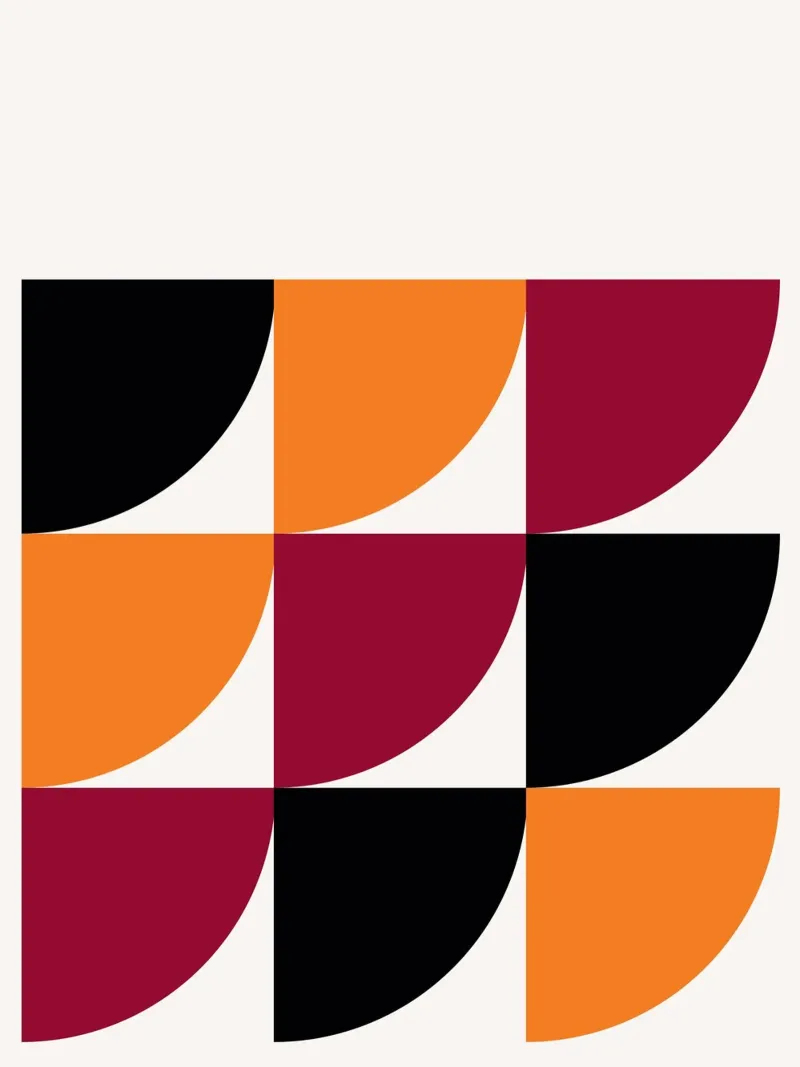 Bauhaus Patterns - Geometric Semicircles Art poster with wooden frame by Casa Calm