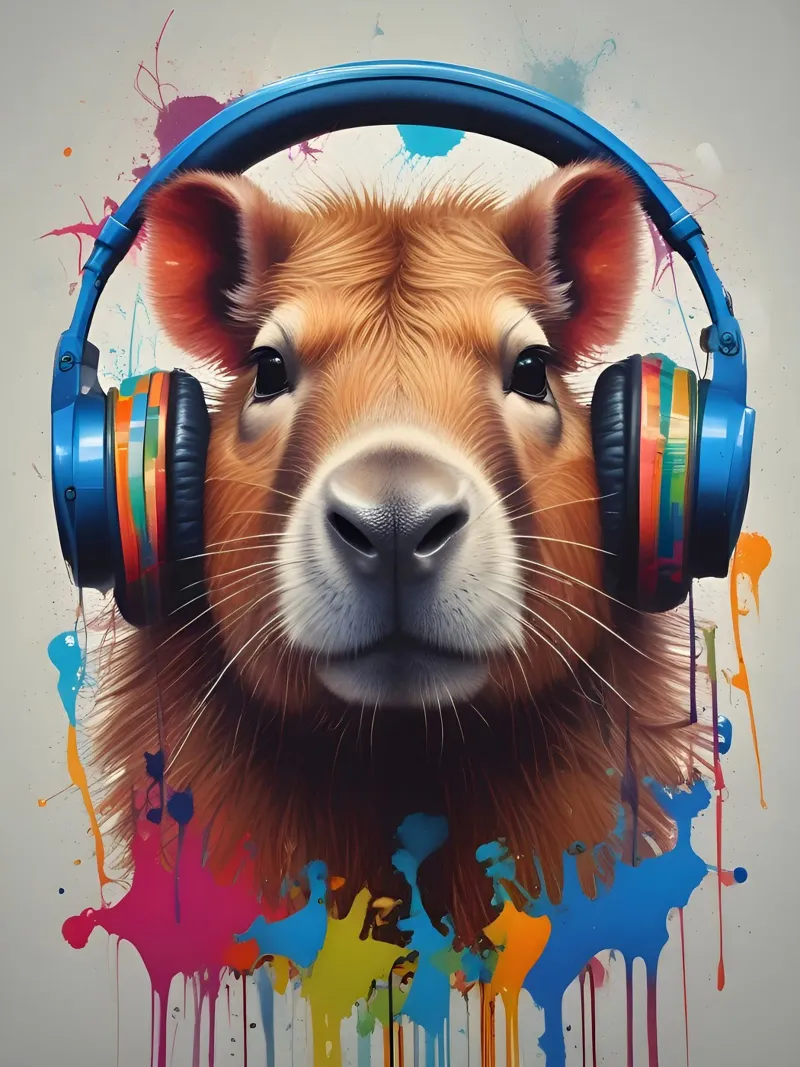Capybara music graffiti art tela con Cornice a cassetta da MakArena