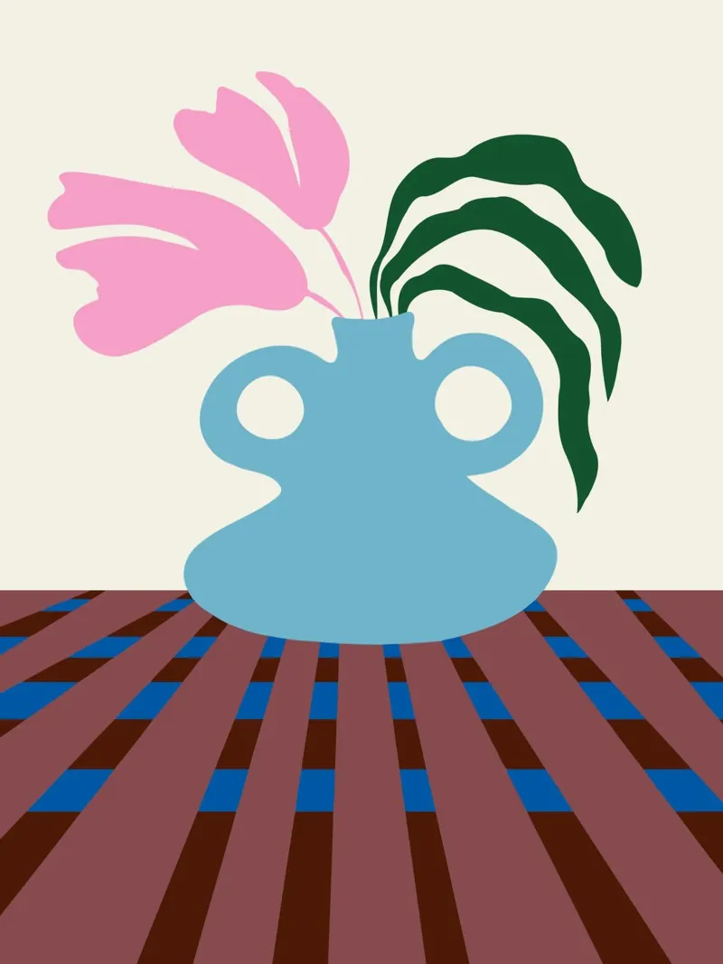 Fiori su argilla poster con telaio in legno da Miho Art Studio