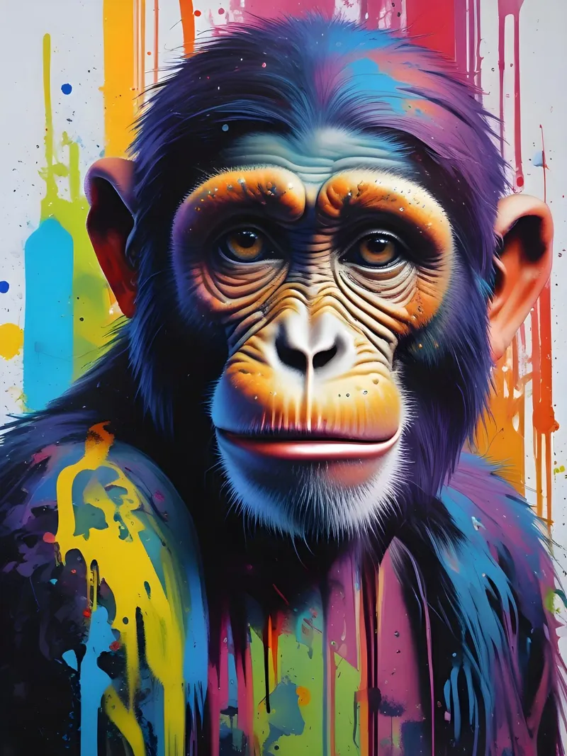 Monkey graffiti art poster con telaio in legno da MakArena