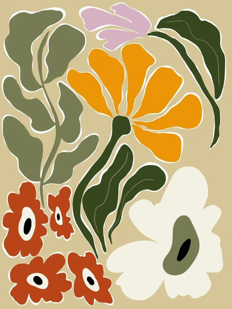 Bloomscape di metà secolo poster con telaio in plastica da Miho Art Studio
