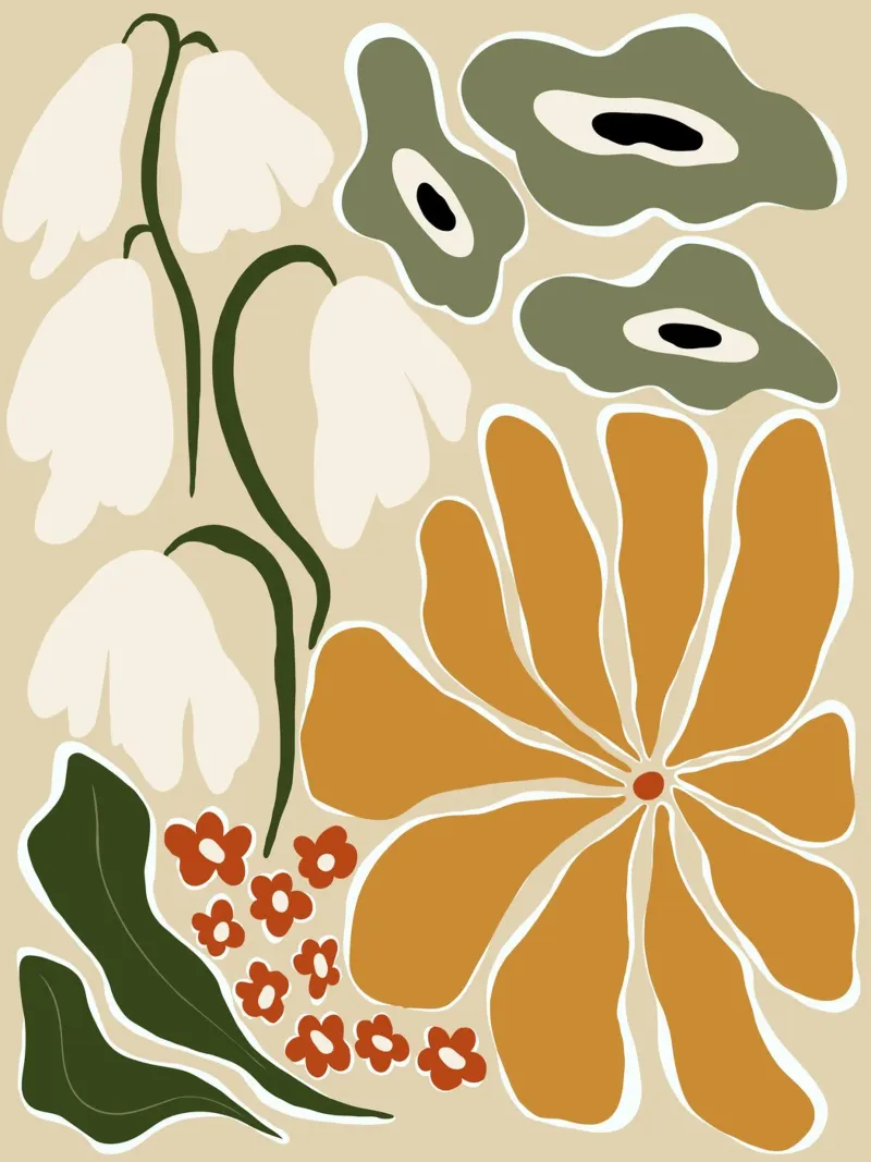 Fleurs classiques du milieu du siècle poster de Miho Art Studio