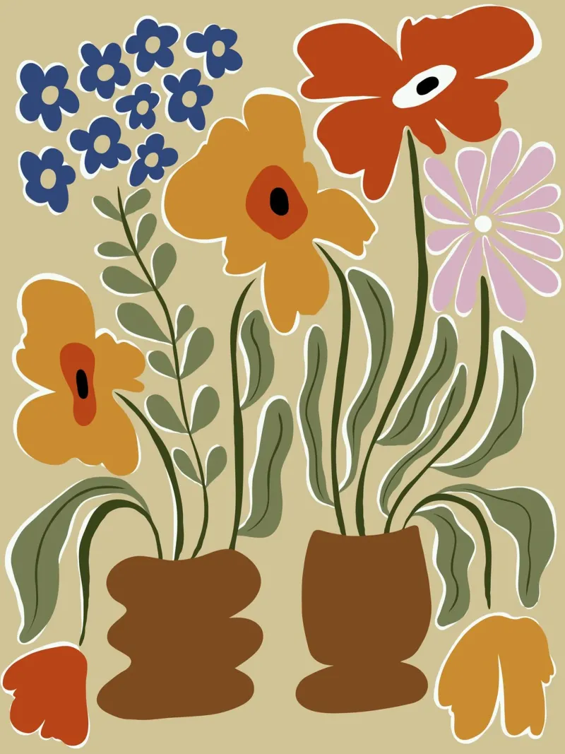 Colore classico in fiore poster con telaio in plastica da Miho Art Studio