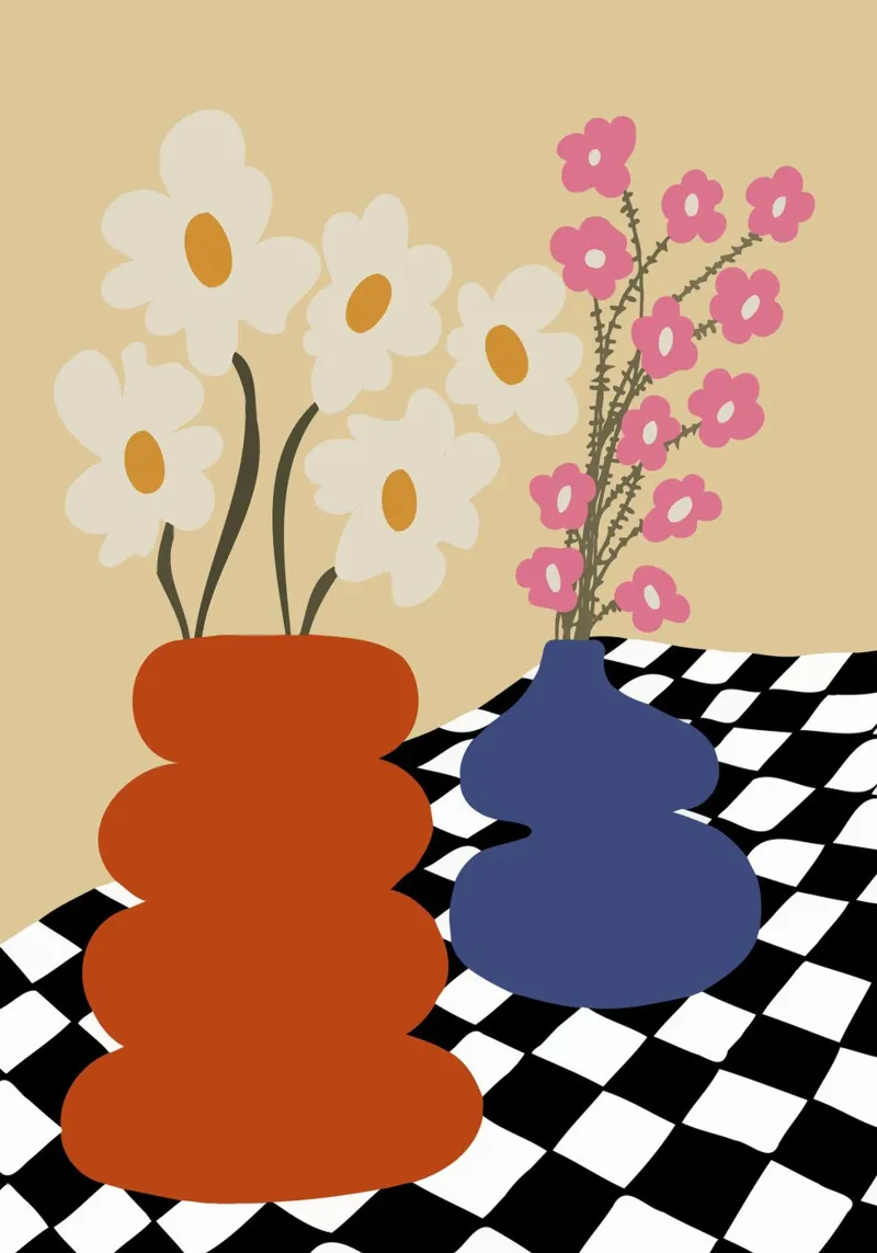 Due ceramiche in fiore poster con telaio in alluminio da Miho Art Studio