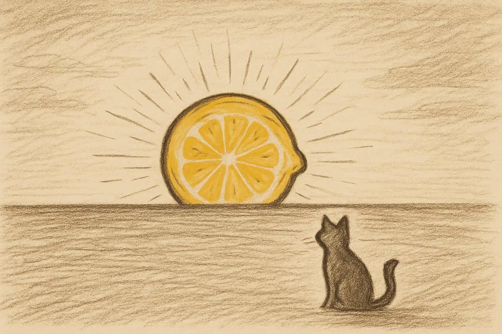 Limone Orizzonte poster con telaio in plastica da LemonCat Studio