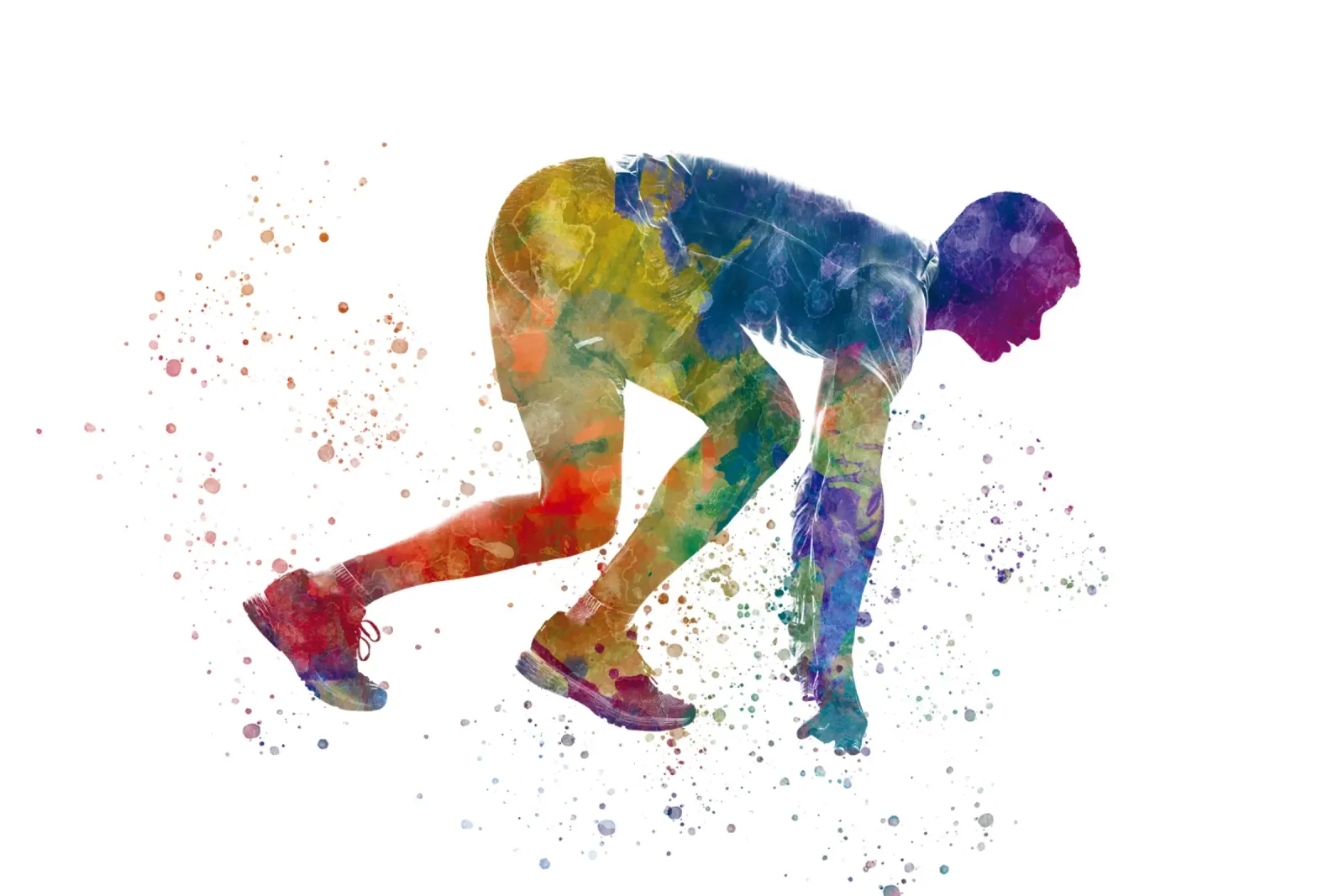 Atleta corridore in acquerello poster con telaio in alluminio da ⚽ Sports Pulse