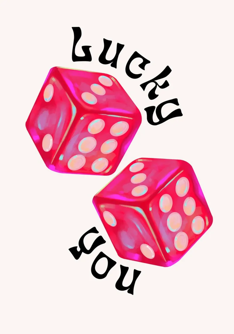Lucky You - Rolling Dice Gokkunst canvas met Baklijst van homdeco