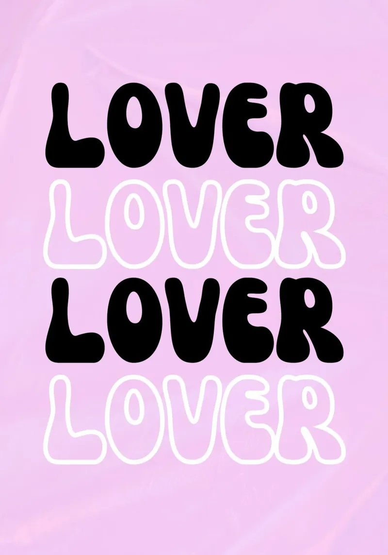 Lover Lover Lover - Groovy Pink Typography Art canvas with Floater frame by homdeco