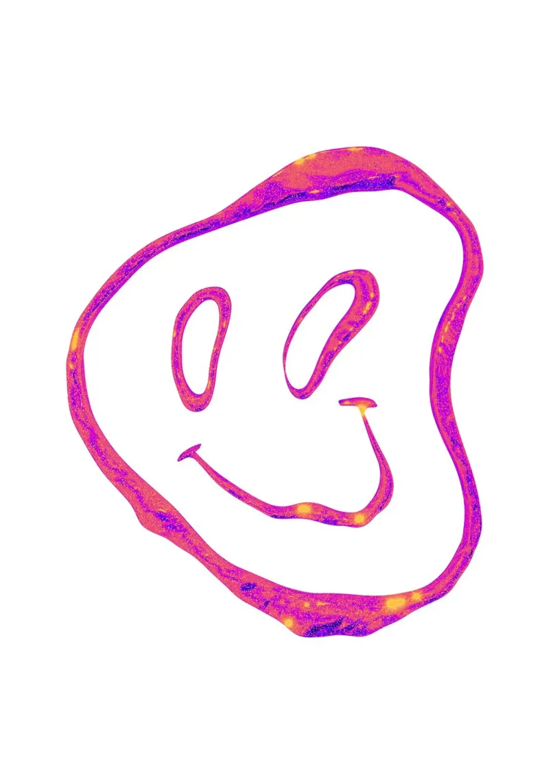 Trippy Smiley Face - Psychedelic Grunge Art Print poster de homdeco