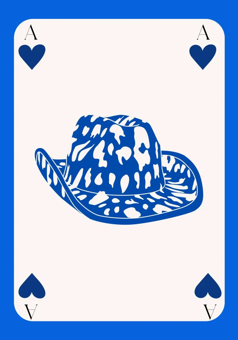 Cappello da cowboy Asso di picche - Carta d'arte occidentale poster da homdeco
