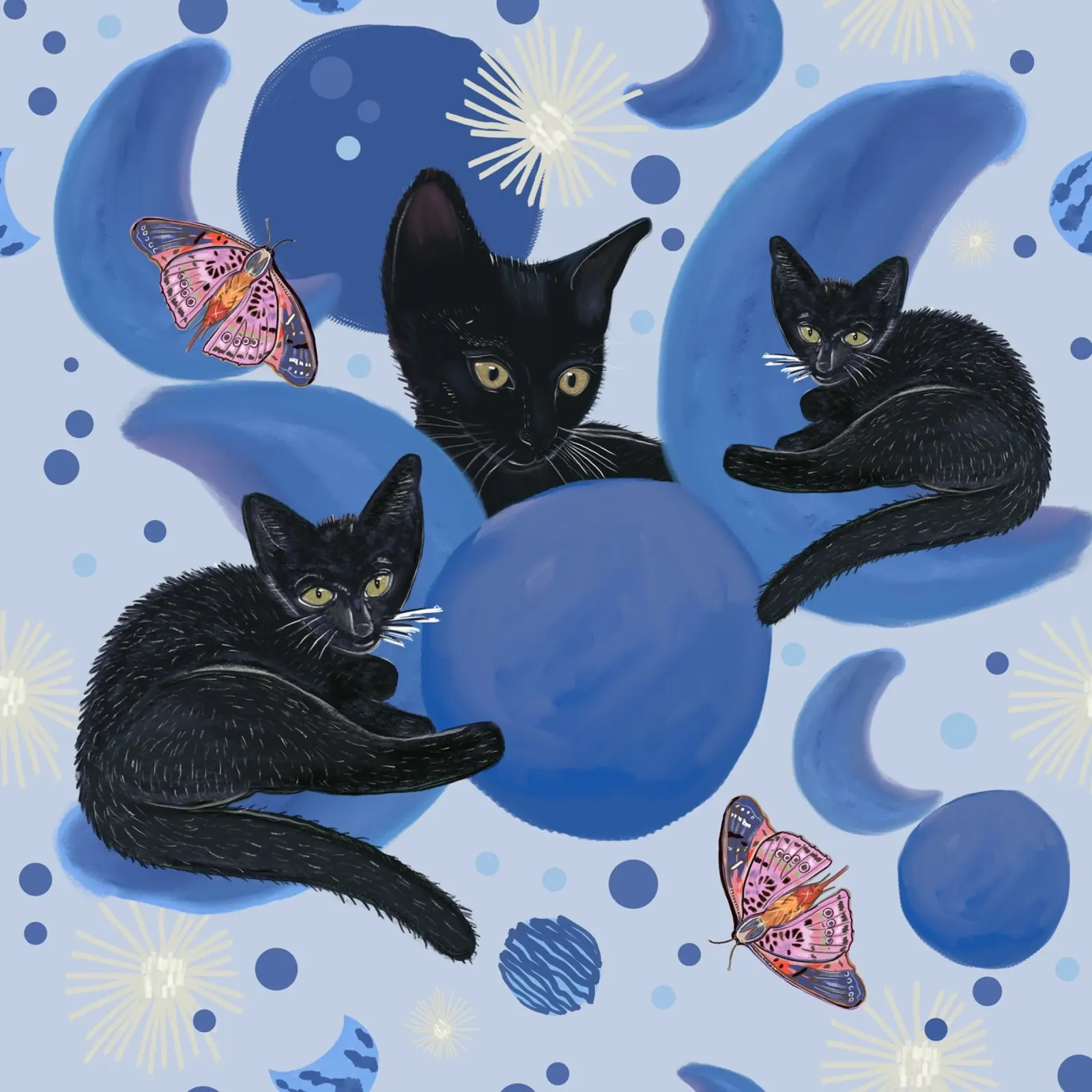 Gatto nero e fasi lunari poster da gulsengunel