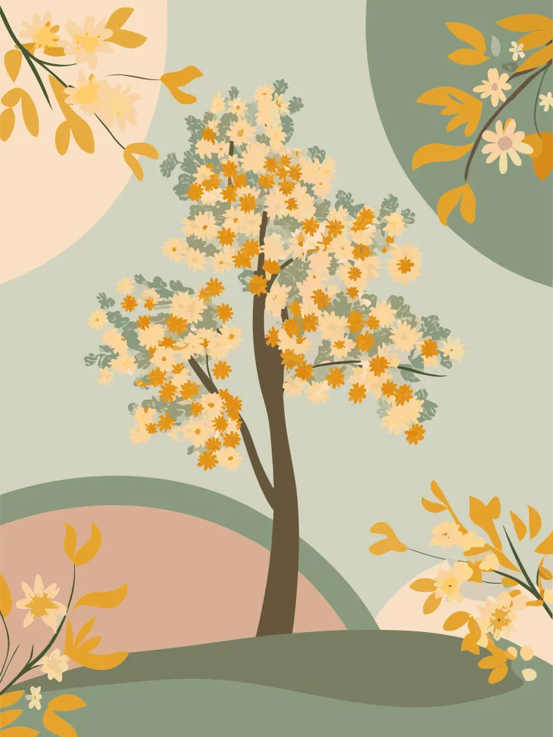 Albero dei ciliegi in fiore poster con telaio in alluminio da HAPPY SHOP