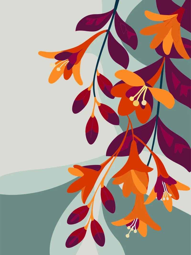 Russelia Bloem canvas met Baklijst van HAPPY SHOP
