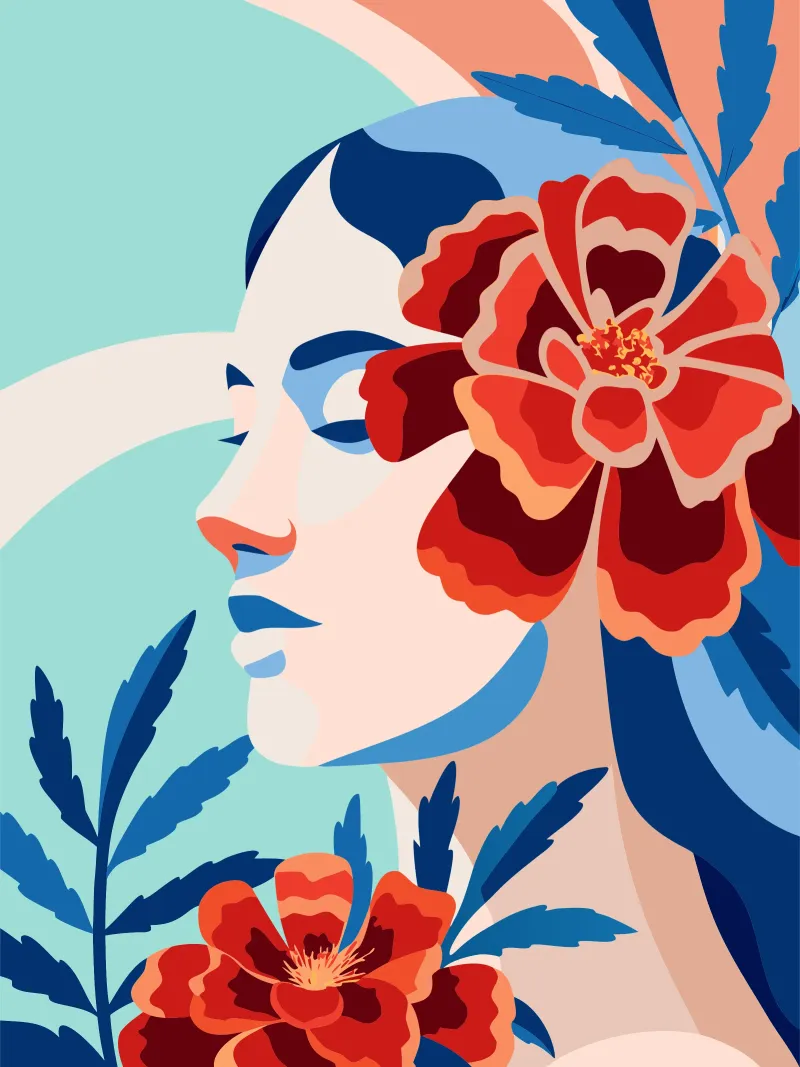 Donna con fiori poster da HAPPY SHOP