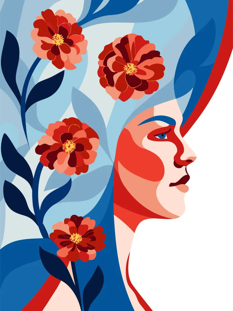 Donna con fiori poster da HAPPY SHOP