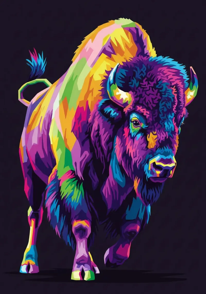 Colorato di bisonte (1) poster con telaio in plastica da Wild Life studio