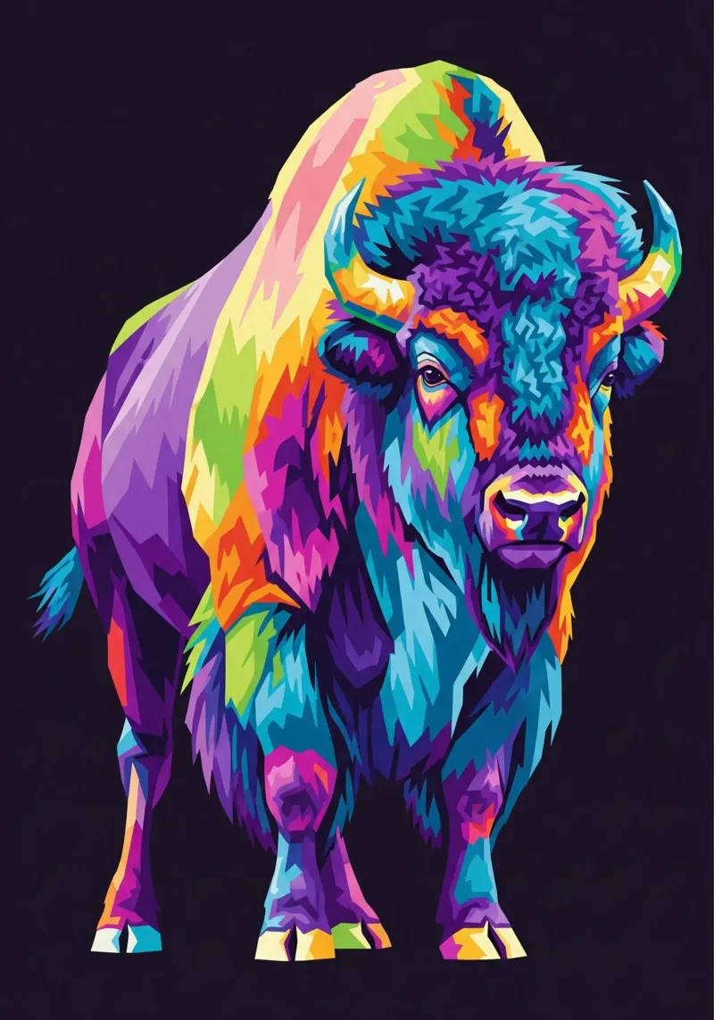 Colorful of bison (2) carta hahnemühle da Wild Life studio