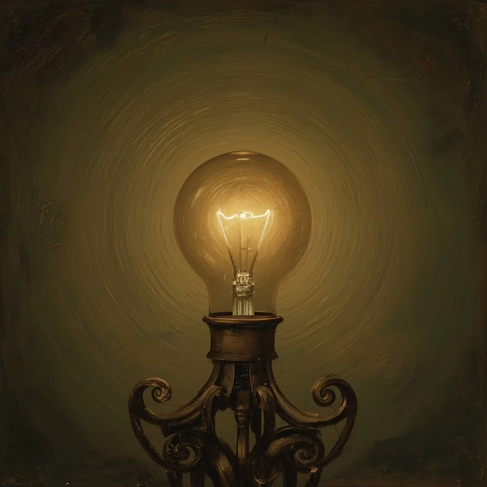 Lampadina illuminata su supporto in metallo poster con telaio in legno da DesignDoodle